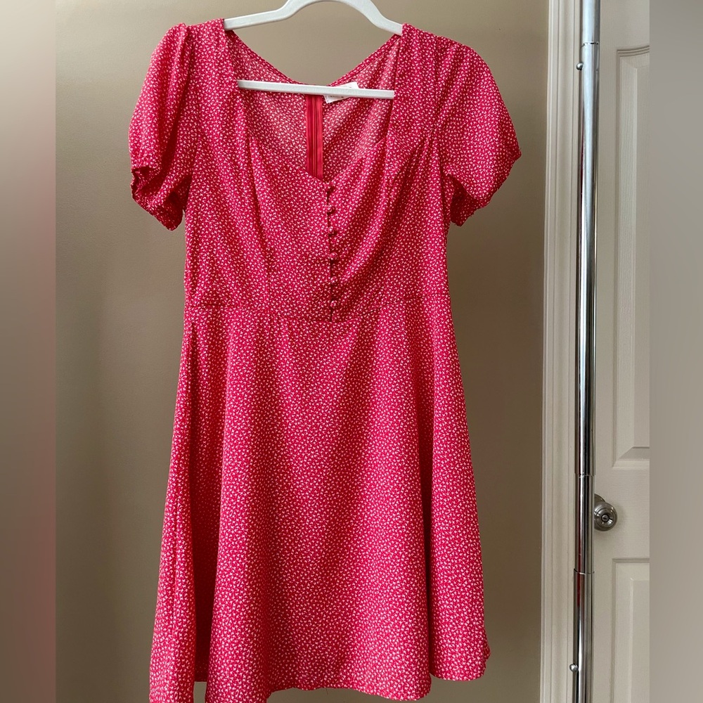 Hello Molly coral polka dot mini dress • like new!